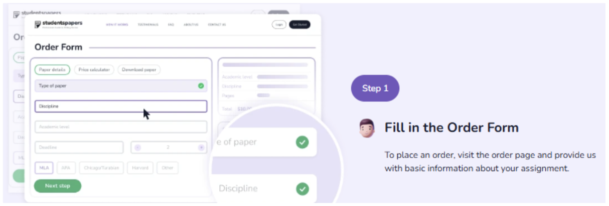 Fill out the order form